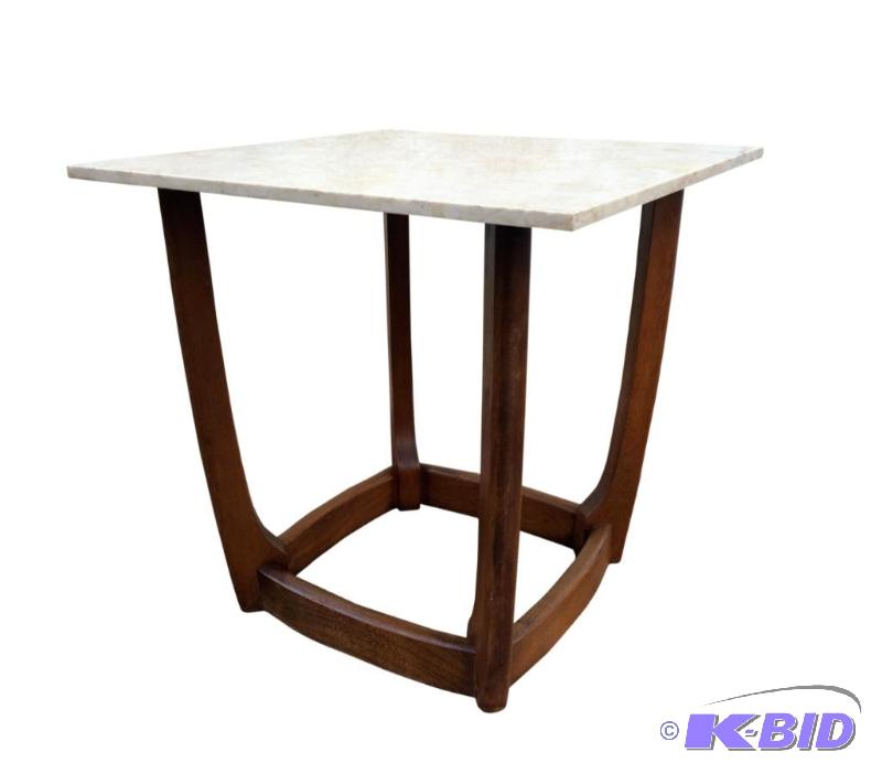 Adrian Pearsall Walnut Mid Century Modern Side Table with marble top