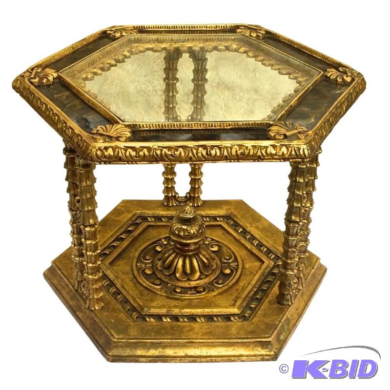 Ornate Gilt Hollywood Regency side table