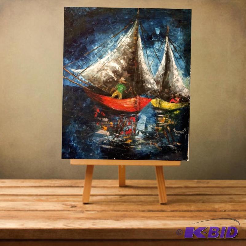 Mid century modern Original Oil Painting 