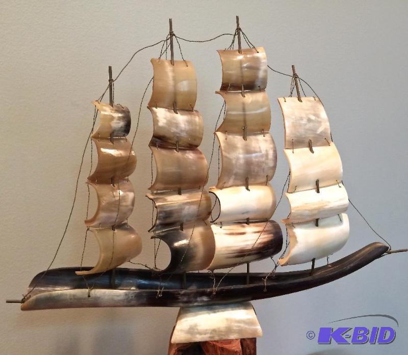 Mid Century modern Ship made from animal horn or bone