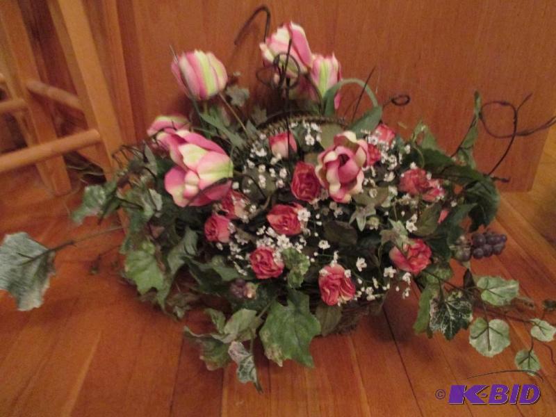 lot 15 image: Basket Silk Flower Arrangement...