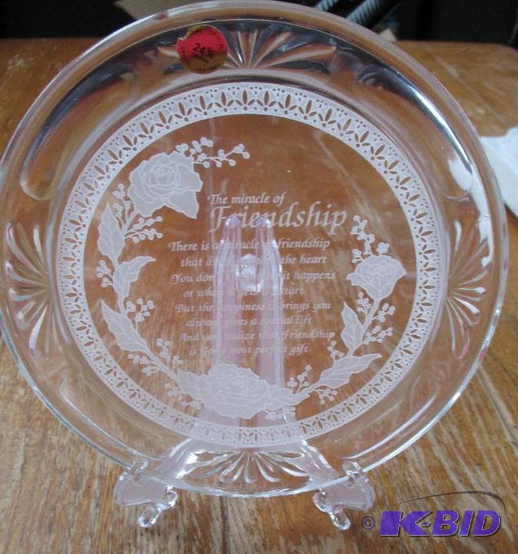 lot 53 image: Glass plate with friendship poem...