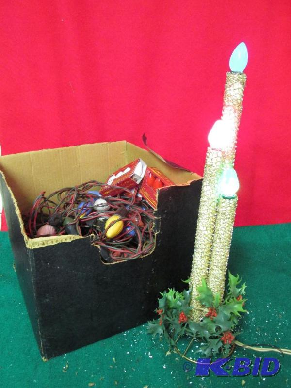 Box of Vintage Lights and Electric Candles