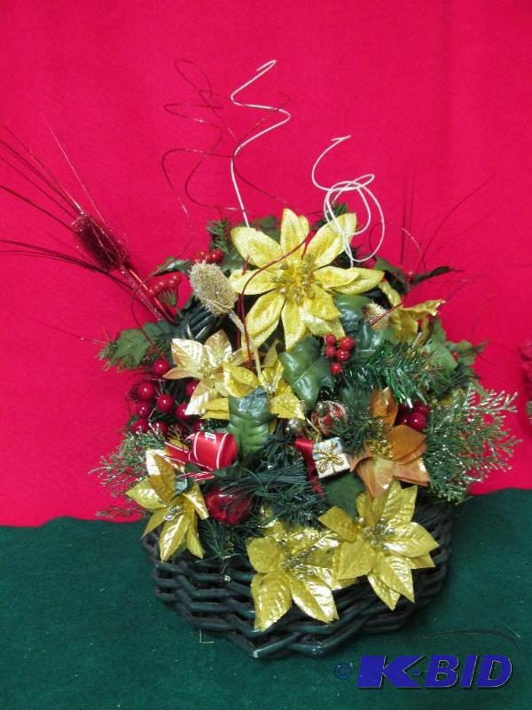 A Beautifully Made Basket of Christmas and Holiday Posies