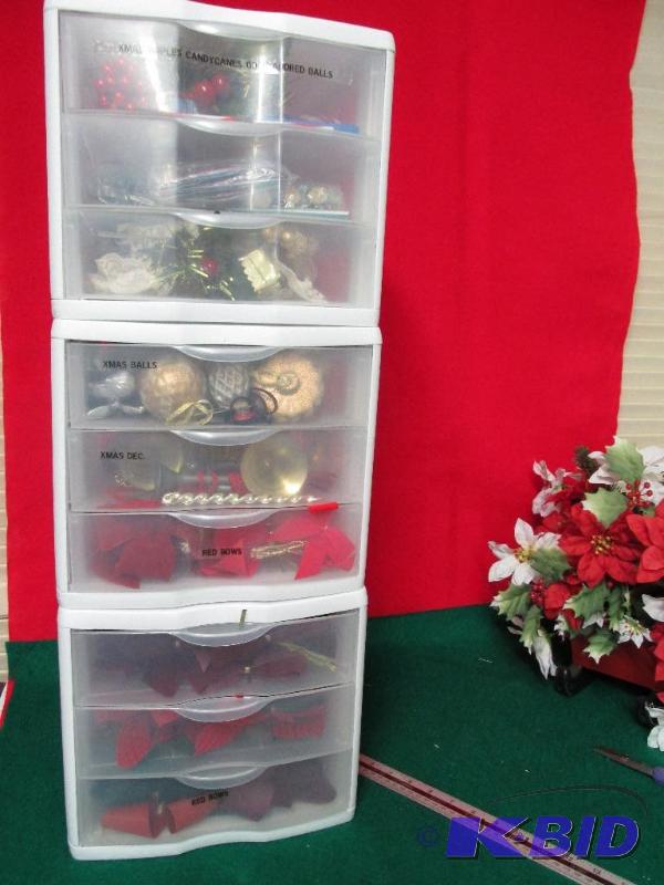 3, 3 Drawer Storage Containers -- HUGE LOT - full of Craft Items