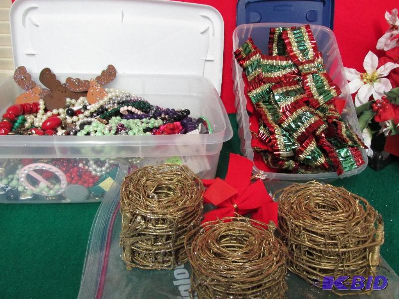 Large Lot of Jewelry, Ribbon and Bows for Christmas Crafts or other times of the year...