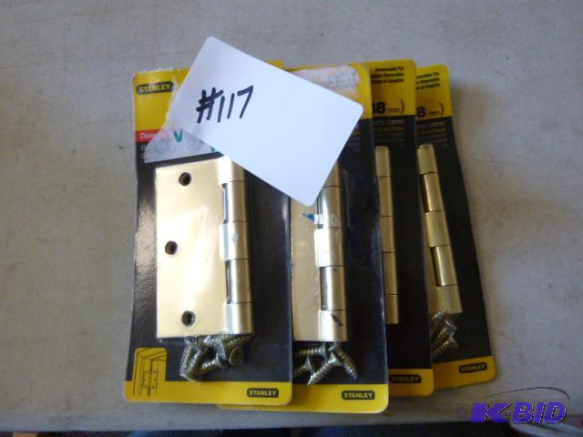 lot 117 image: Four Stanley 3 12" Hinges Brass finish....