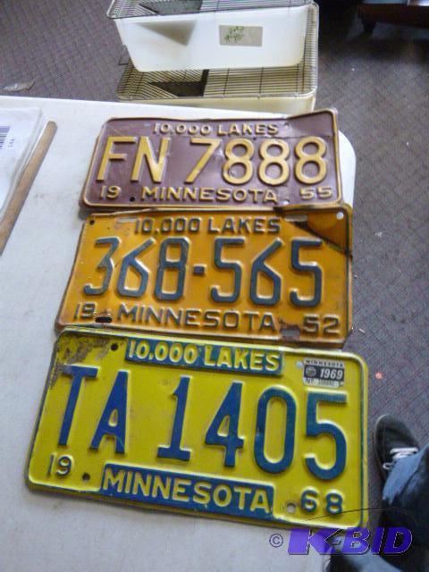 lot 136 image: Three License Plates 1952, 1955 and 1968...