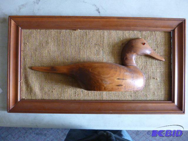 lot 178 image: Framed Wooded Duck Wall Hanging...