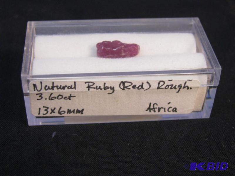lot 12 image: Natural Ruby red rough 3.60 carats 13x6 mm Af...
