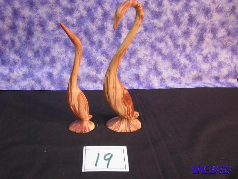 lot 19 image: Made in Colorado pair of ceramic egret birds,...