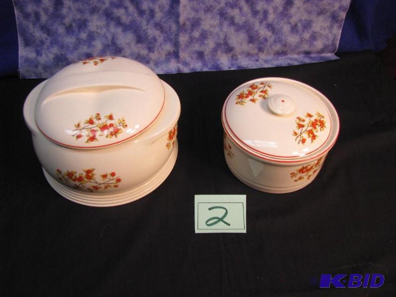 lot 2 image: two soup casserole pots with lids made in USA...