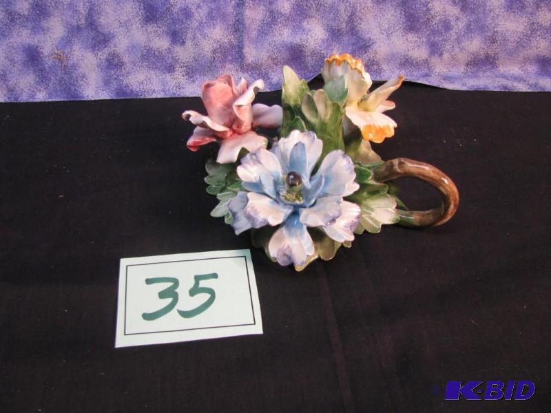 lot 35 image: Vintage ceramic floral piece candle holder ma...