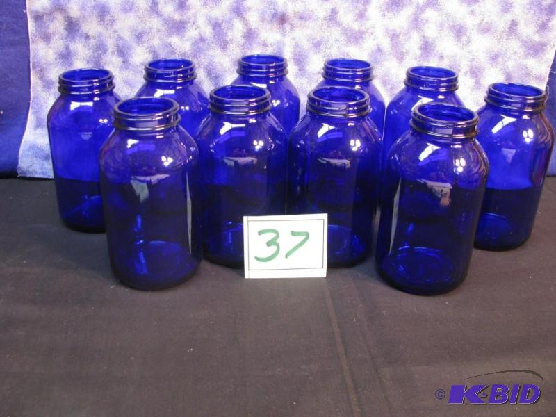 lot 37 image: 10 (500ml) cobalt blue jars...