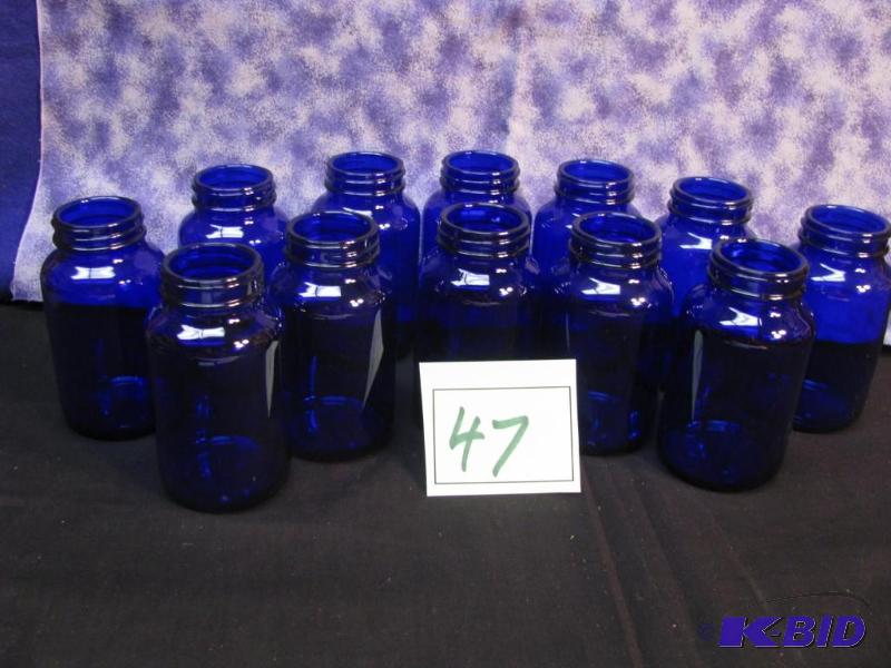 lot 47 image: 12 (200ml) cobalt blue jars...