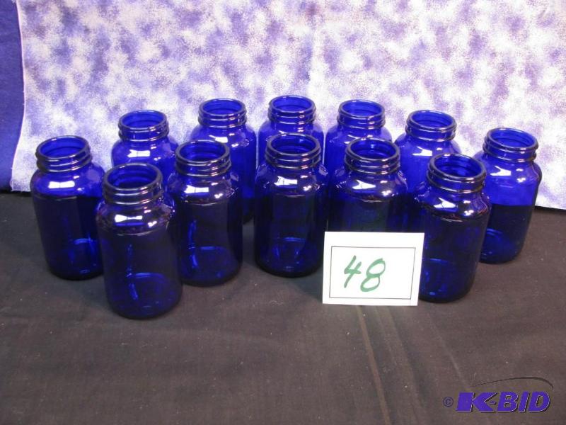 lot 48 image: 12 (200ml) cobalt blue jars...