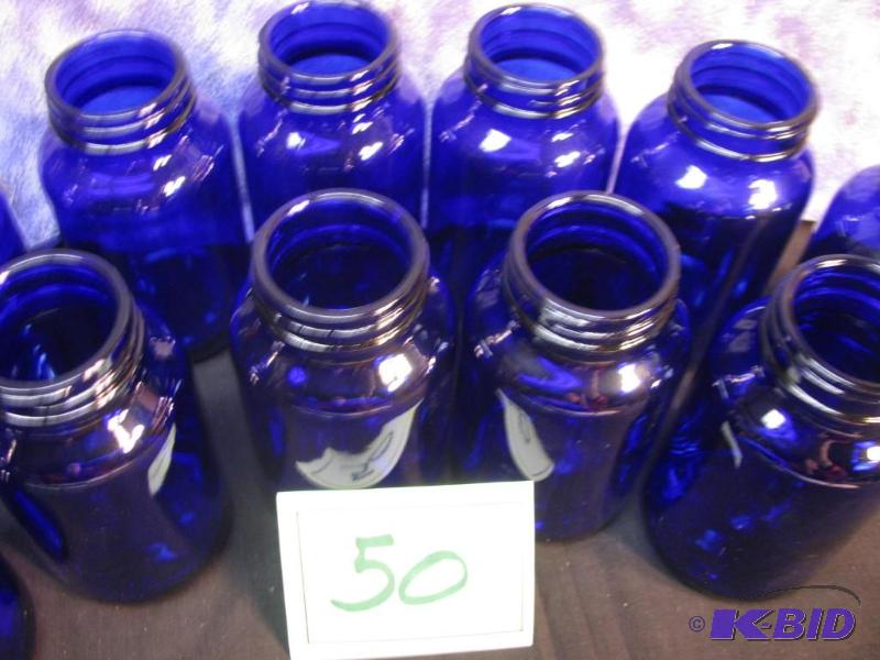 lot 50 image: 12 (200ml) cobalt blue jars...