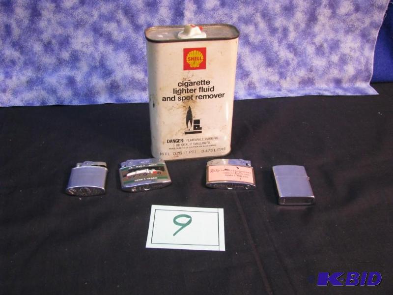 lot 9 image: shell empty cigarette lighter fluid, and 4 li...