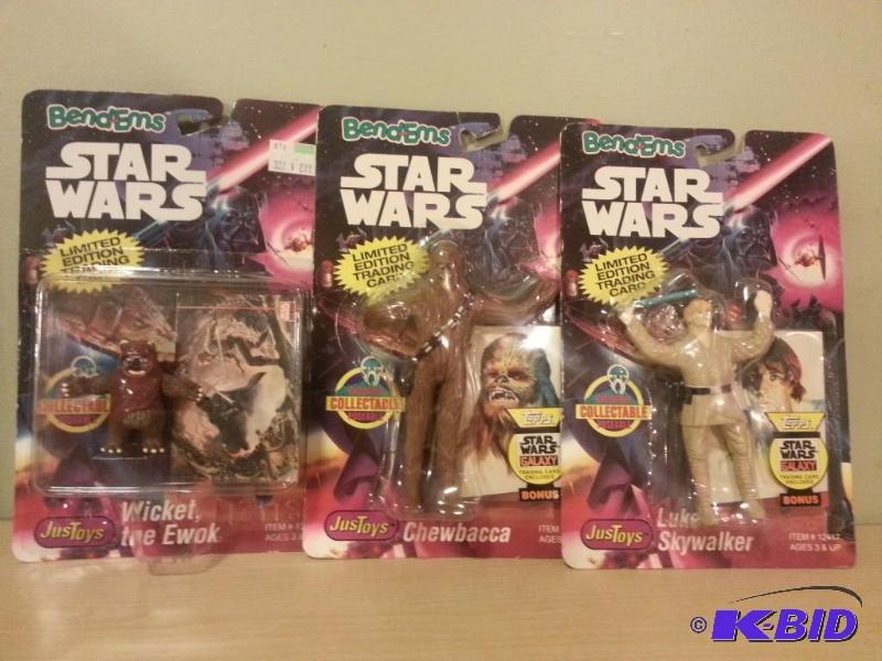 Lot of 3 Bend-em Figures Wicket the Ewok, Lu...