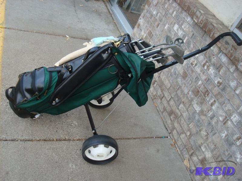 Set Of Golf Clubs, Bag, And Cart...