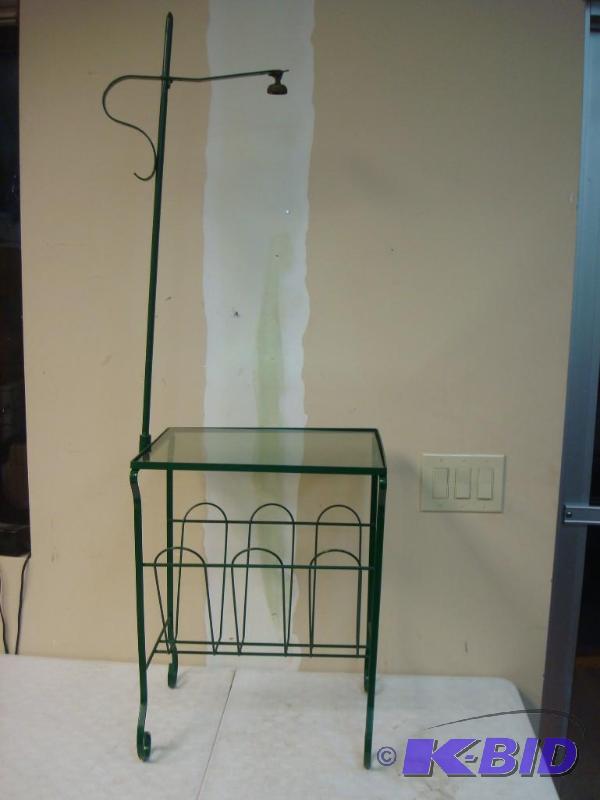 Metal And Glass End Table Paper Rack, With La...