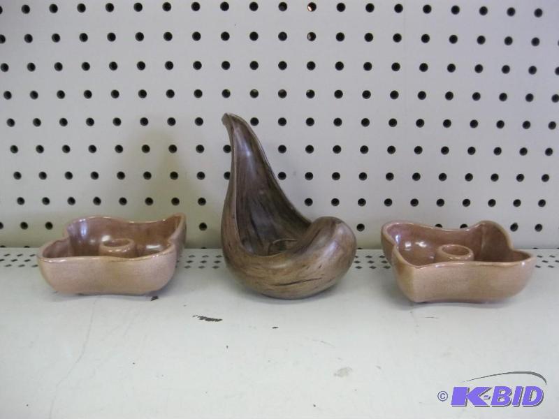 Lot Of Red Wing Pottery&nbspCandle Stick Hol...