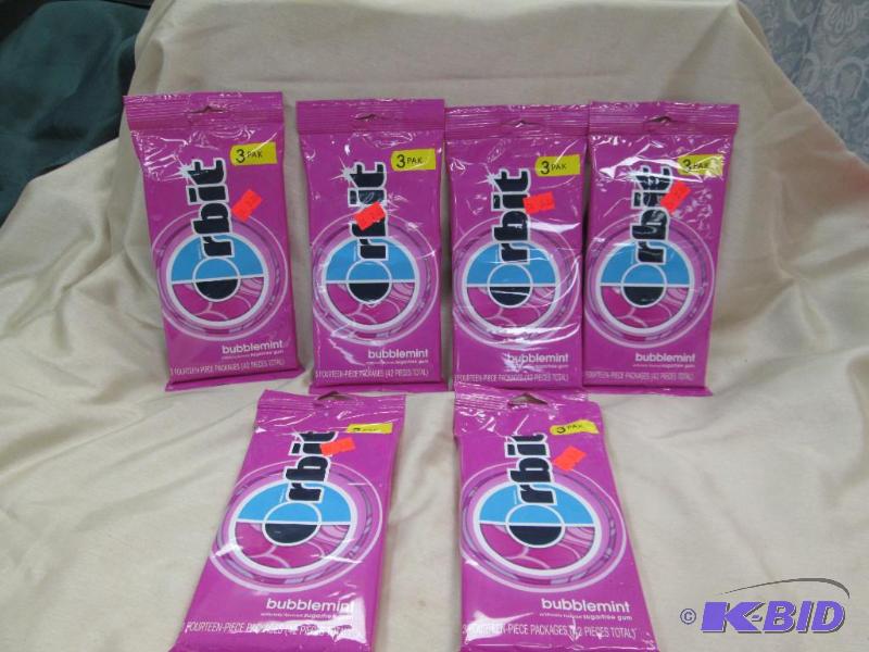 Qty 6 pkg Orbit 3 per pkg Bubble mint artific...