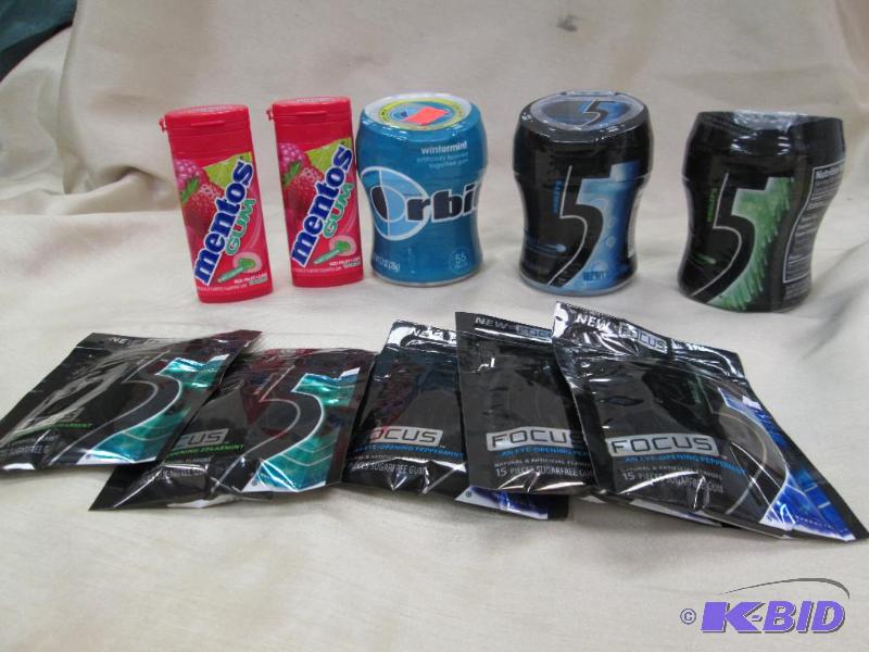 Qty 10 Mentos gum, Wrigleys rain a tingling ...