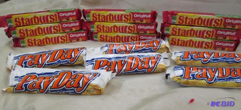Qty 15 Payday Peanut caramel bar, and Starbur...