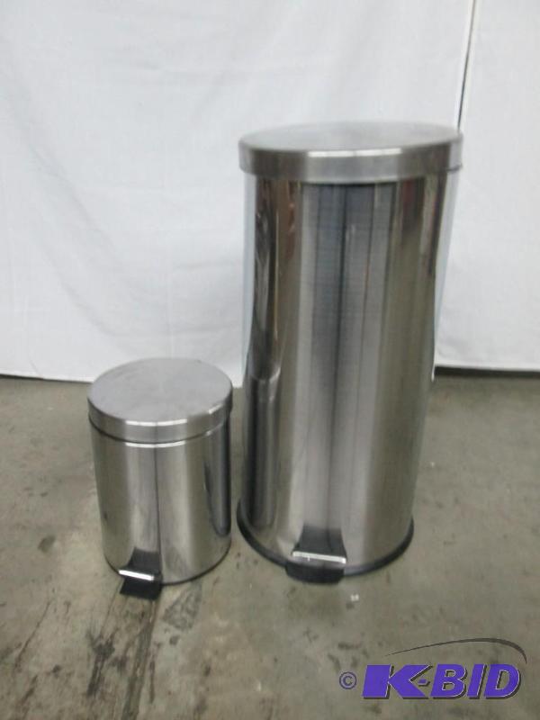lot 31 image: Stainless Steel Round Trashcans Set of 2