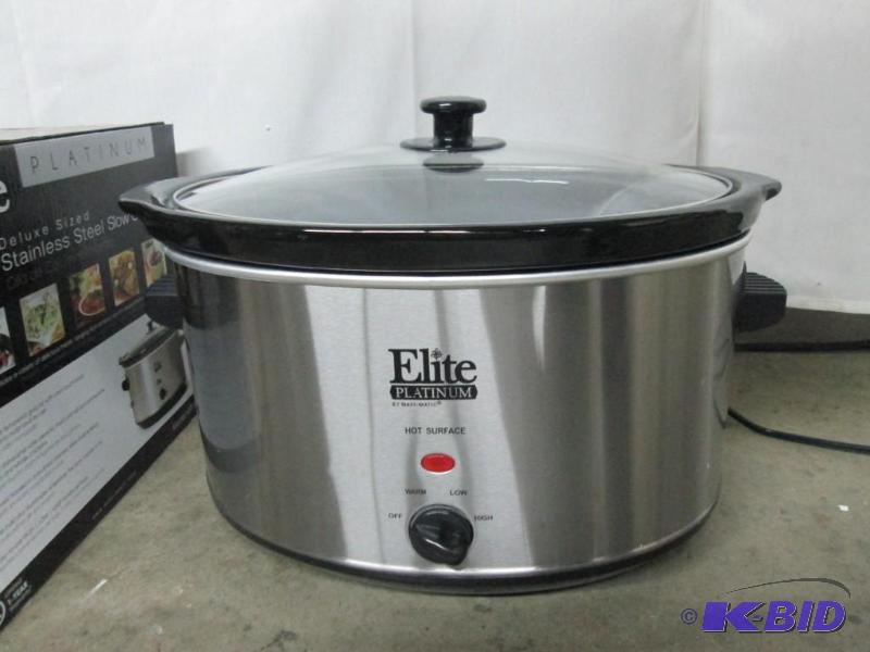 lot 33 image: Elite Platinum 8.5 qt. Stainless Steel Slow Cooker