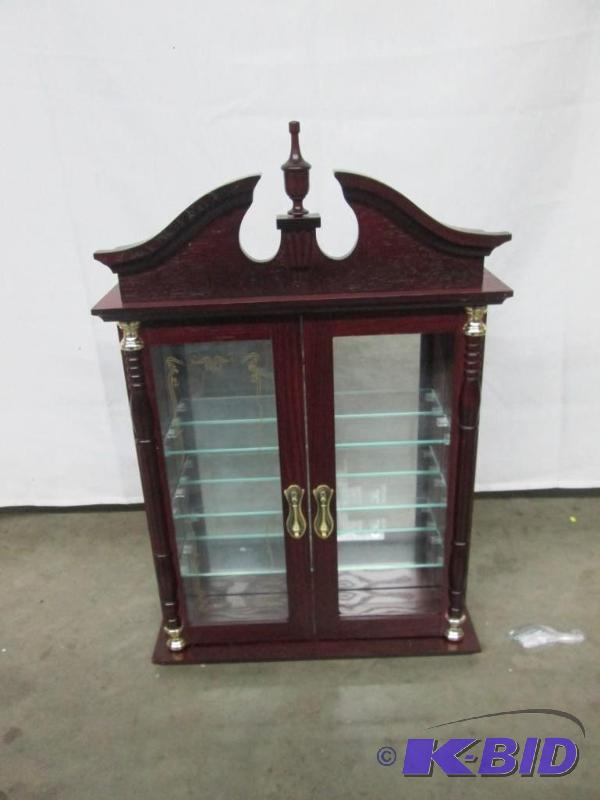 lot 37 image: Wall Curio Cabinet - Cherry