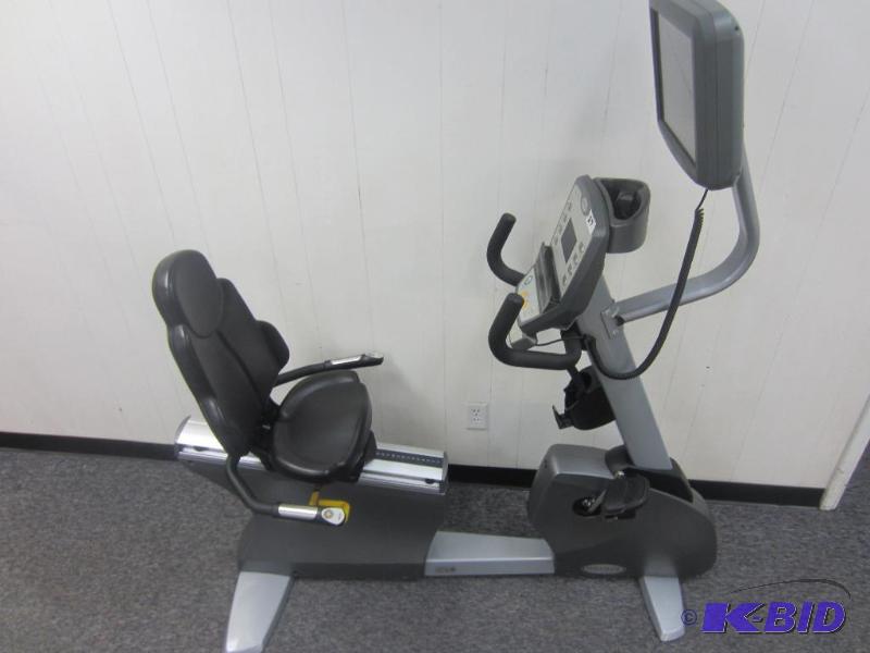 lot 27 image: Matrix R3X Recumbent Step Thru Exercise Bike.  W Matching Matrix TV package.