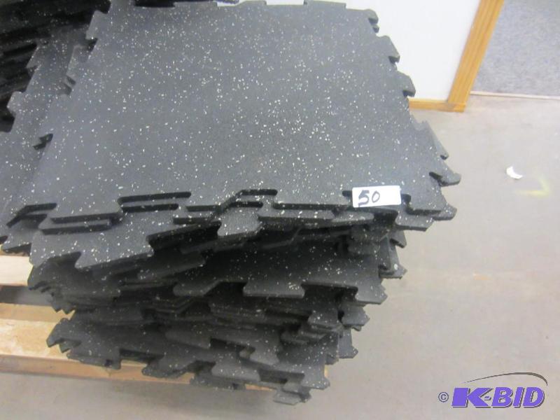 lot 50 image: lot of 50 brand new 24 x 24 38 inch thick commercial rubber floor tiles.