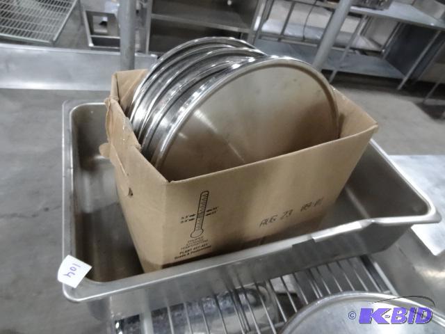 lot 104 image: Large Pan Insert. 13" Stainless Lids. Qt...