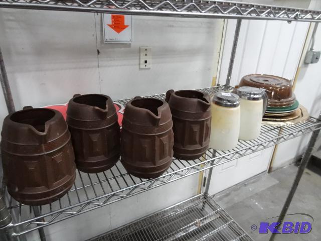 lot 108 image: 4 Plastic Water Pitchers, 2 Syrup Dispensers....