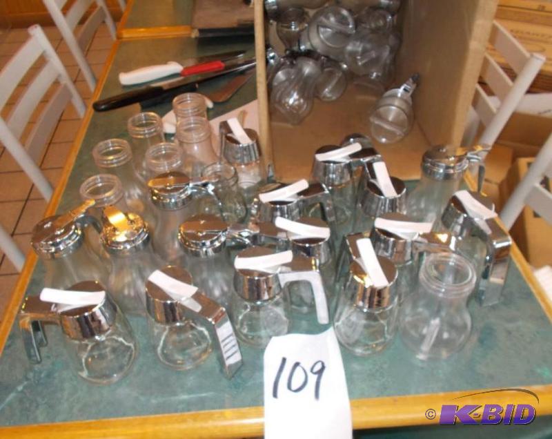 1 Lot of Glass and Plastic Syrup and Cream Di...