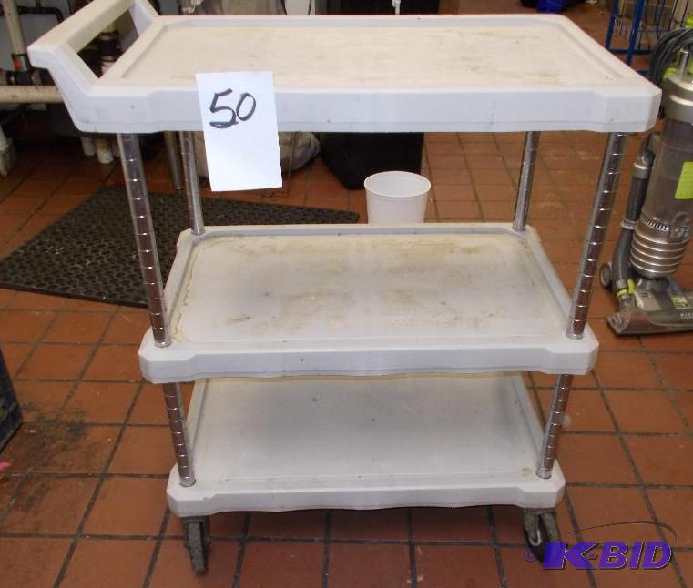 Wheeled 3 Shelf Kitchen Work Cart In Good Con...