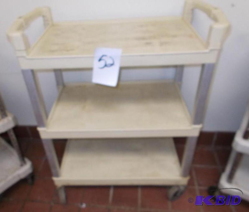 Wheeled 3 Shelf Kitchen Work Cart In Good Con...