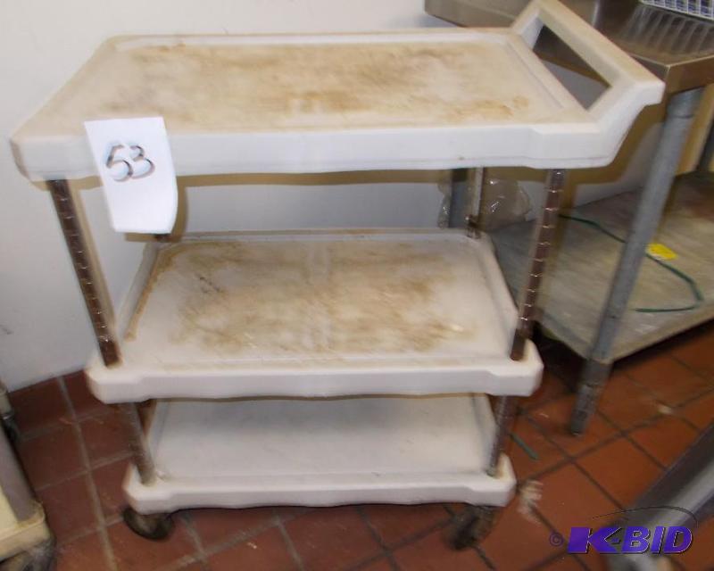 Wheeled 3 Shelf Kitchen Work Cart In Good Con...