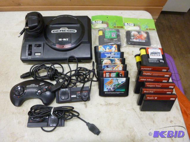 lot 141 image: Sega Genesis 16-Bit Video Game with Two Contr...