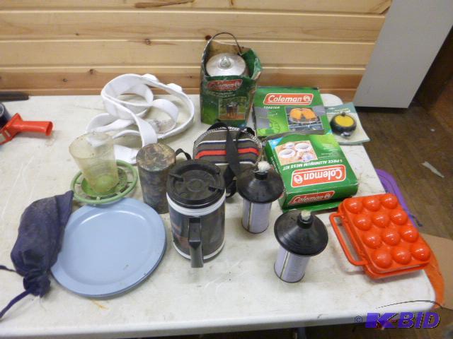 lot 189 image: Miscellaneous Camping Items in Tote with Lid...