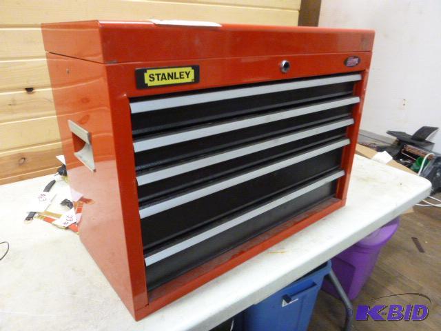 lot 65 image: Stanley 5 Drawer Toolbox  Ball bearing d...