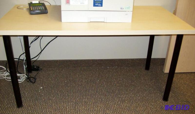 4 legged table - laminate top - black metal l...