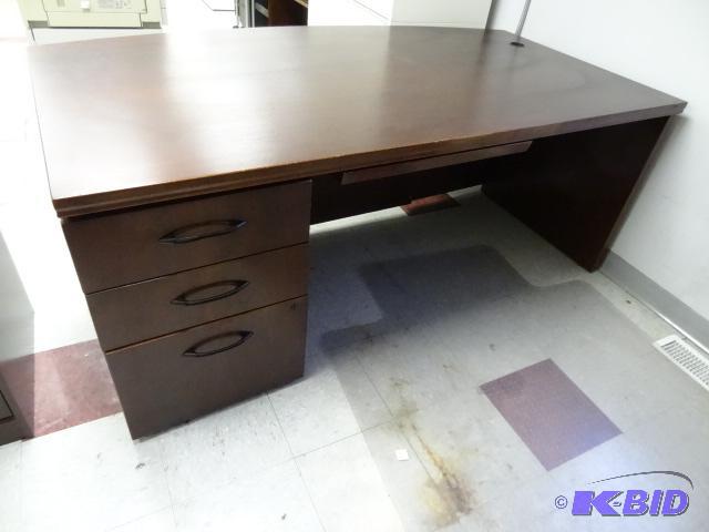 lot 102 image: Wood Office Desk. 3 Drawers and Pencil Drawer...
