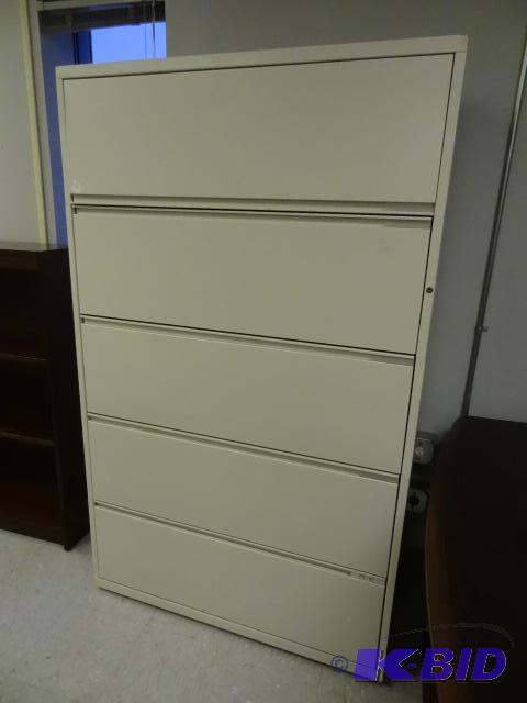 lot 136 image: 42" Metal 5 Drawer Lateral File...
