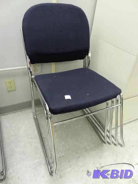 lot 140 image: 4 Matching Metal Framed Stack Chairs...