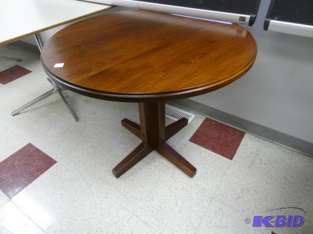 lot 15 image: 36" Round Wood Framed Table...