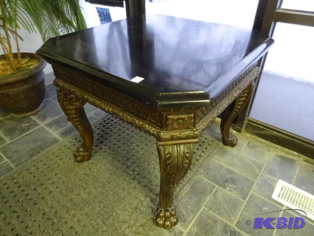 lot 158 image: Decorative End Table 32 X 32 X 27...