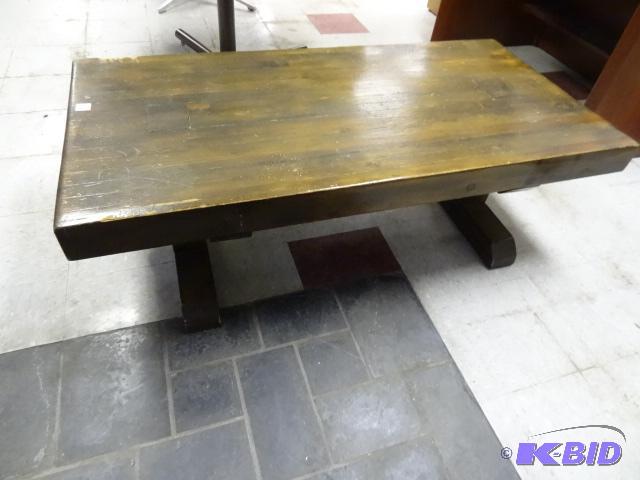 lot 160 image: Butcher Block Coffee Table 52 X 26 X 17...